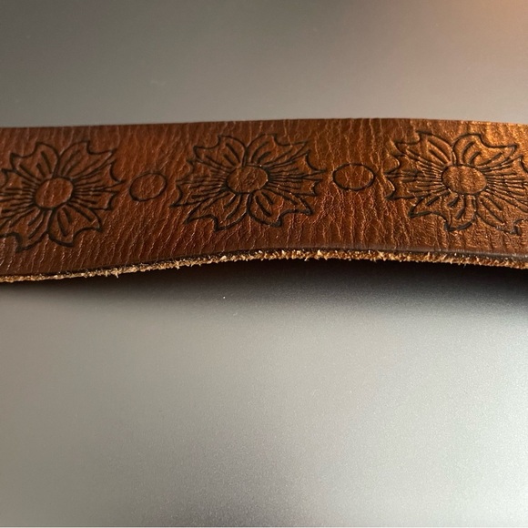 HOLLISTER VTG Tanned-Brown Leather OWL Buckle Belt Medium 40” - Picture 7 of 10